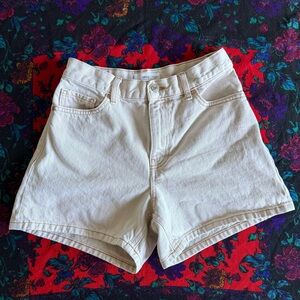 MNG High Waisted Off-White Denim Shorts Size 2